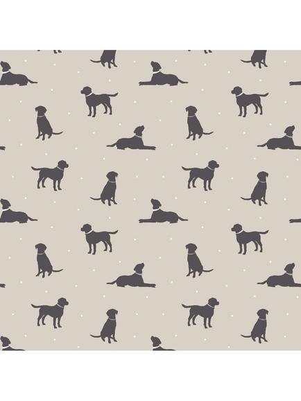 Clarke & Clarke Labradors Oilcloth Tablecoth Fabric, Beige, Beige