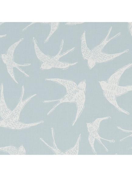 Clarke & Clarke Swallows Oilcloth Tablecloth Fabric, Blue, Blue