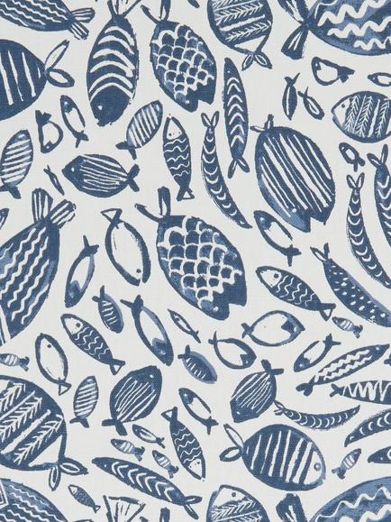 Clarke & Clarke Trawler Oilcloth Tablecloth Fabric, Navy, Navy