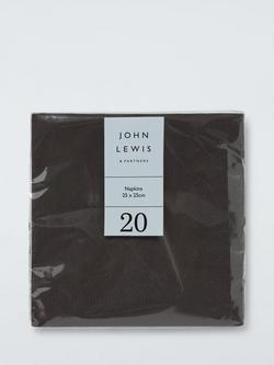 John Lewis Paper Cocktail Napkins, Black, Pack of 20, Black