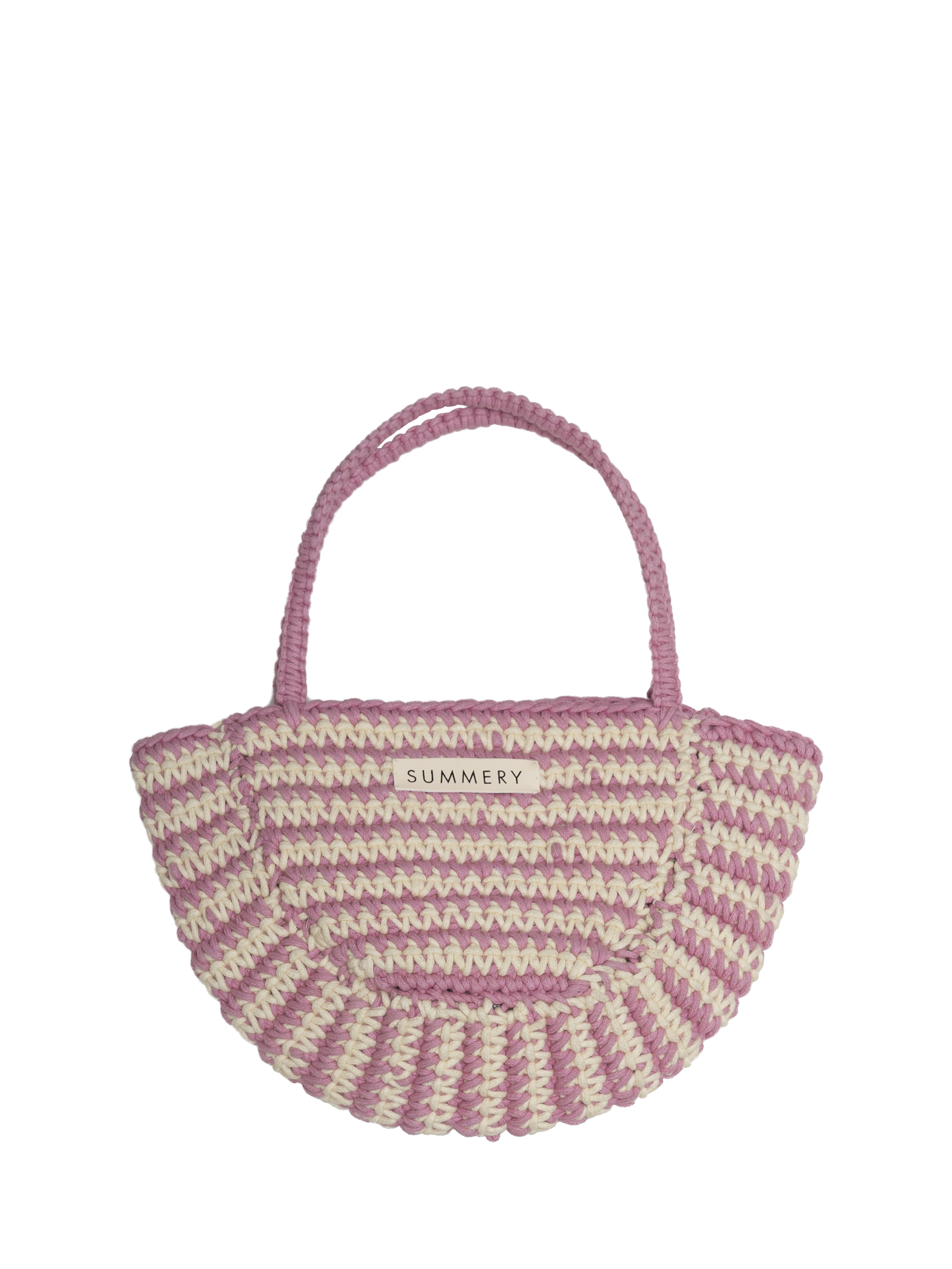 Product image 1 of 2, which shows SUMMERY Copenhagen Jojo Small Striped Crochet Bag, Cream/Lavender