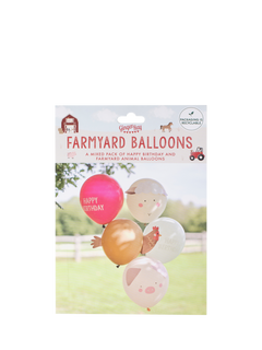 Ginger Ray Farmyard Animal Balloons, Pack of 5
