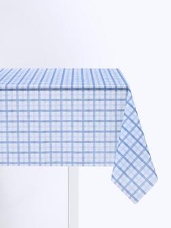 John Lewis Gingham Paper Tablecloth, Blue - view 2, Blue