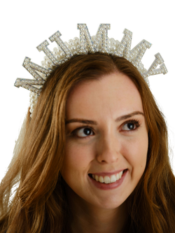 Ginger Ray Mummy Faux Pearl Headband, Cream - view 2, Cream