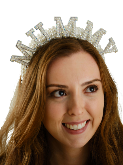 Ginger Ray Mummy Faux Pearl Headband, Cream - view 2, Cream