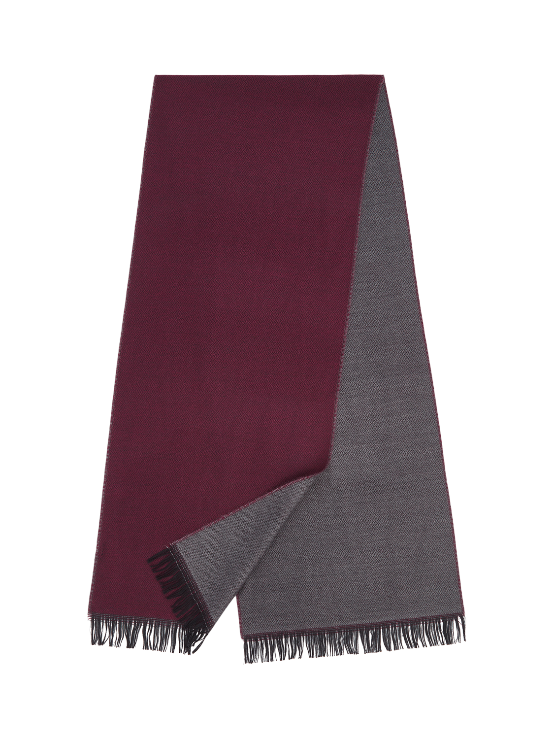 Product image 2 of 3, which shows OSPREY LONDON The Diego Wool Scarf, Plum/Silver