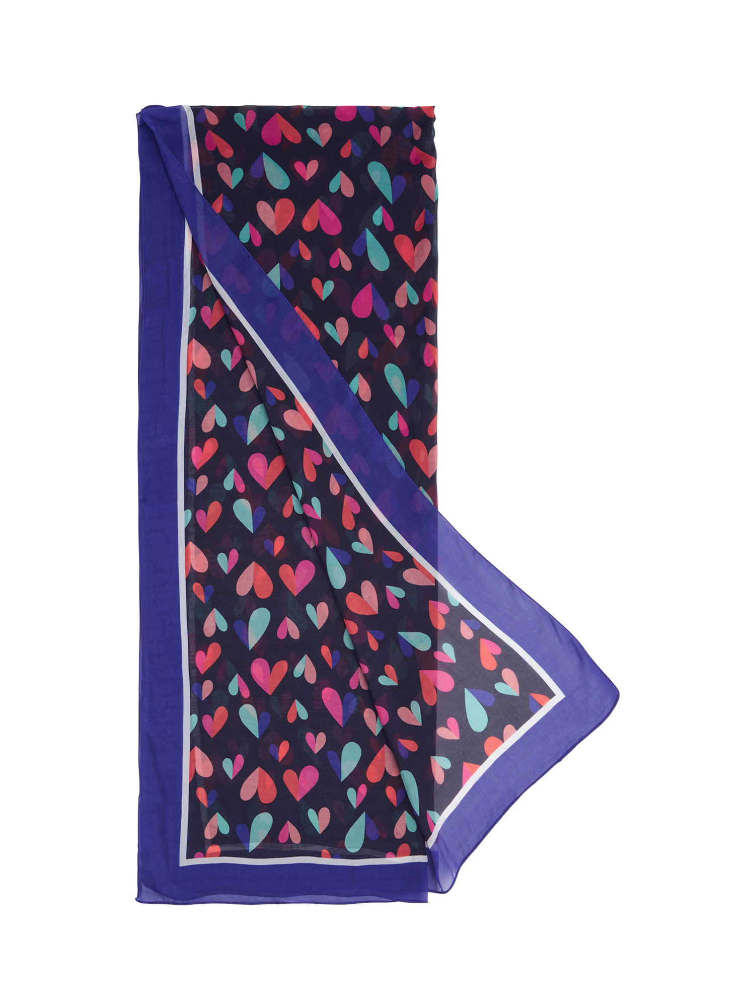 Product image 3 of 4, which shows OSPREY LONDON Hearts Scarf, Navy