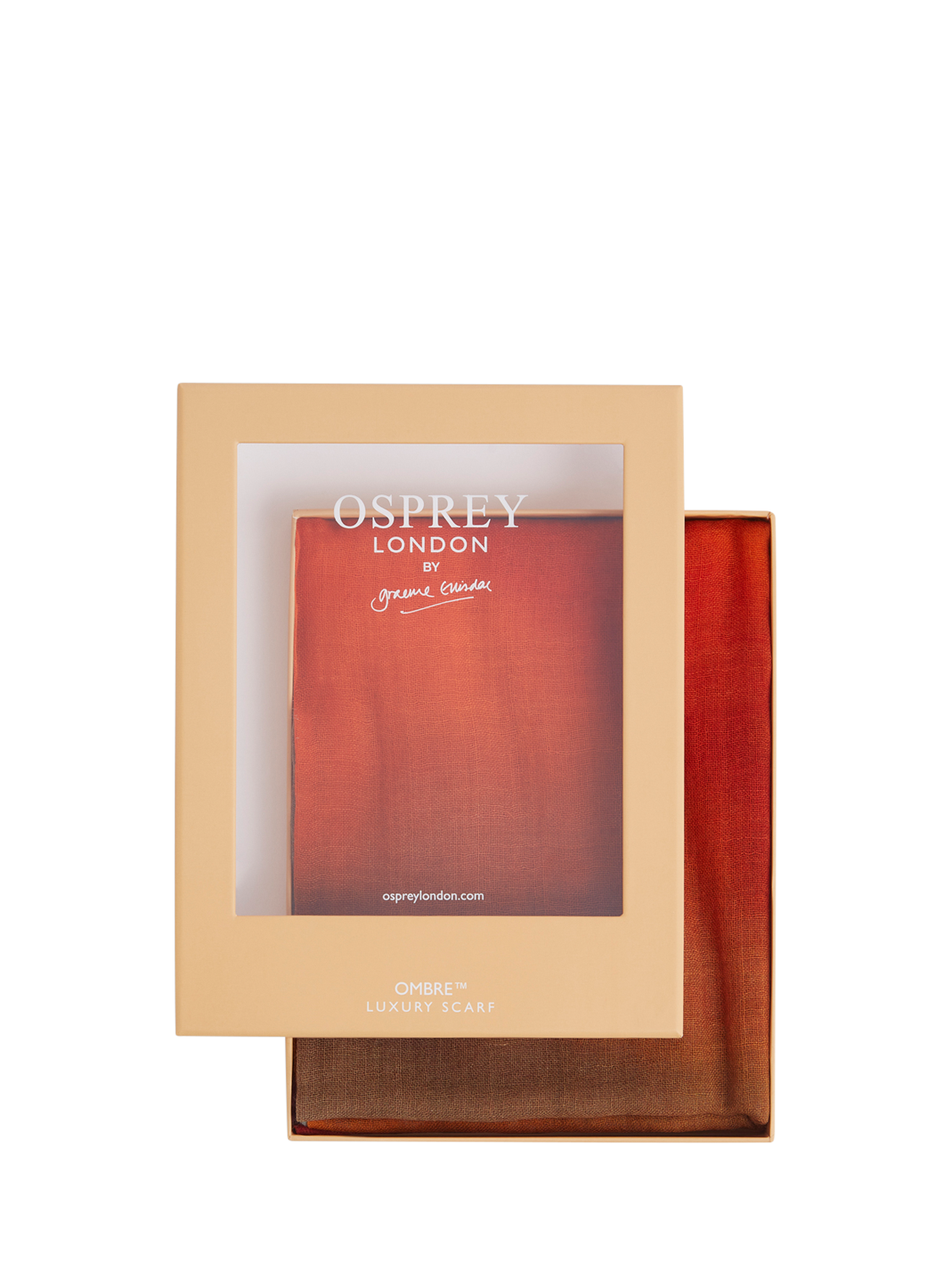 Product image 1 of 4, which shows OSPREY LONDON Ombre Silk and Wool Blend Scarf, Ochre