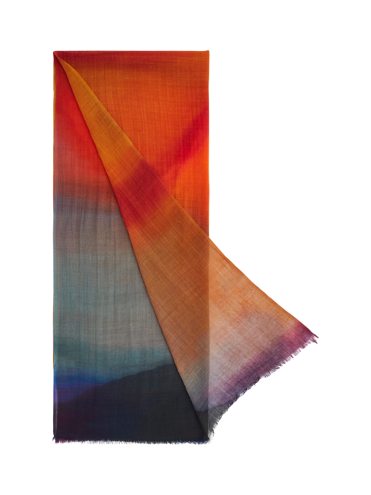 Product image 3 of 4, which shows OSPREY LONDON Ombre Silk and Wool Blend Scarf, Ochre