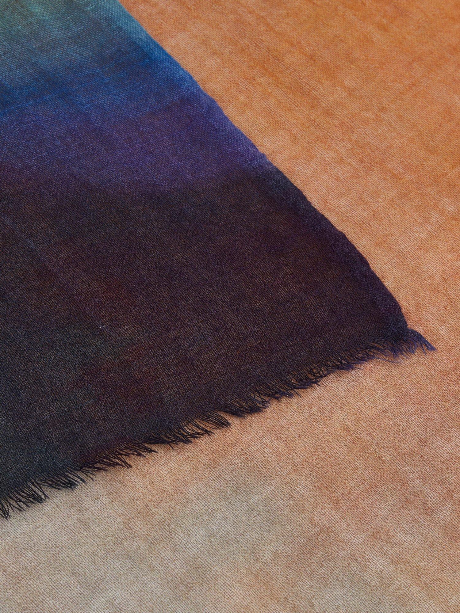 Product image 4 of 4, which shows OSPREY LONDON Ombre Silk and Wool Blend Scarf, Ochre