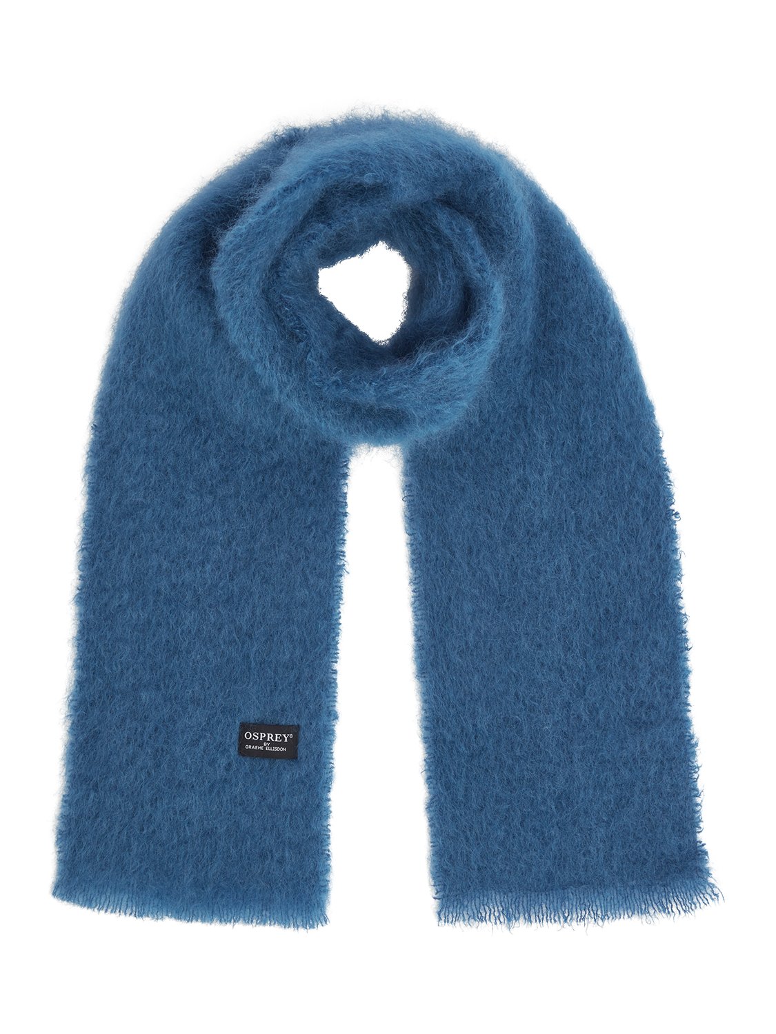 Product image 1 of 4, which shows OSPREY LONDON The Paola Mohair Scarf, Blue