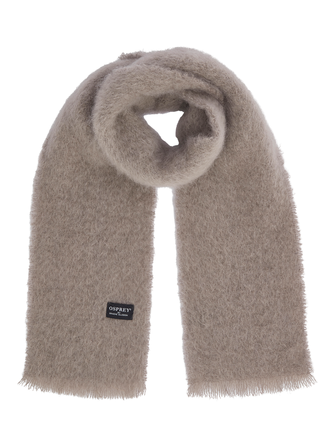 Product image 1 of 4, which shows OSPREY LONDON The Paola Mohair Scarf, Taupe