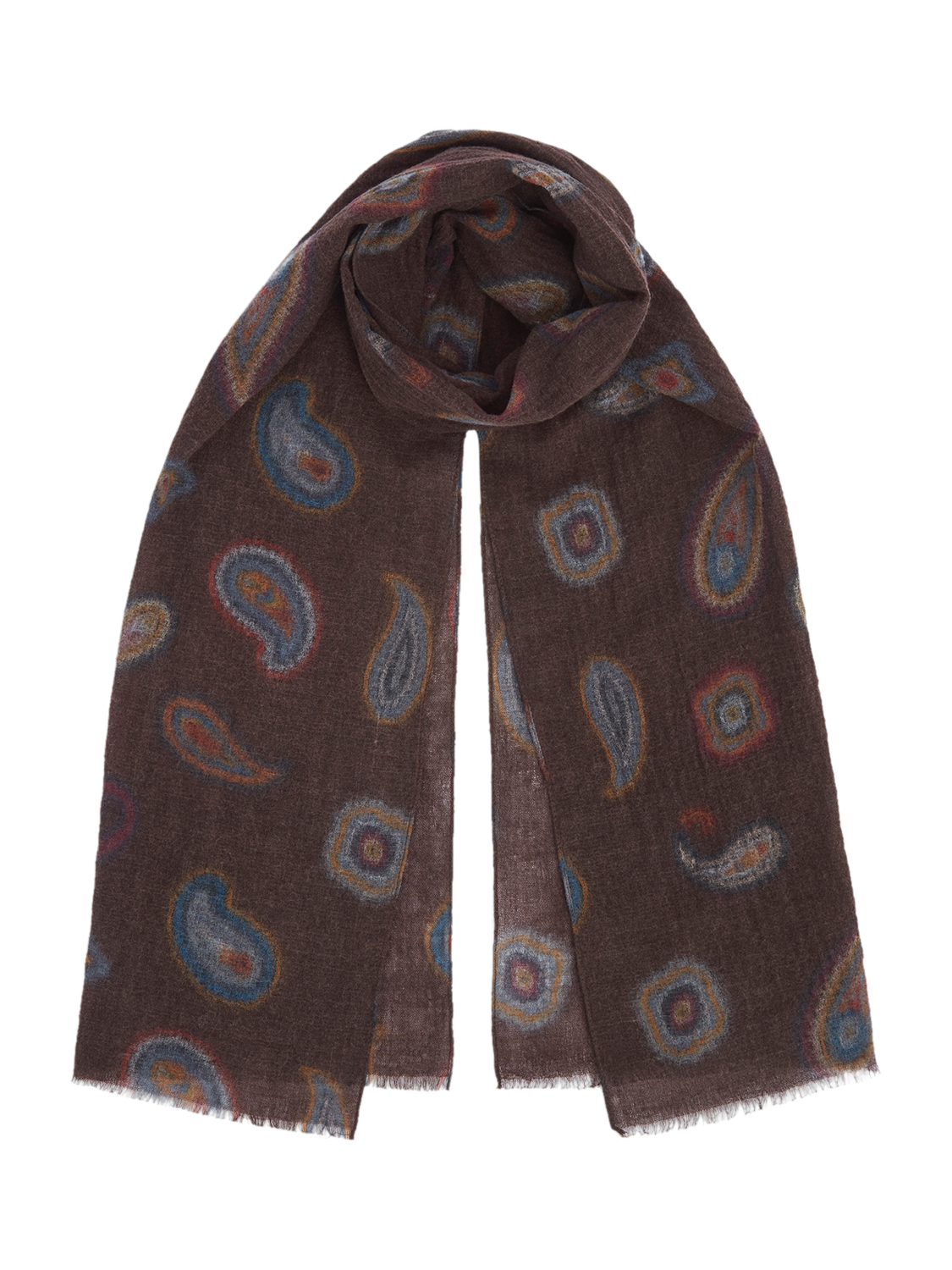 Product image 1 of 3, which shows OSPREY LONDON The Salvador Wool Scarf, Brown