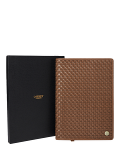 OSPREY LONDON The Woven Leather Notebook, Large, Tan