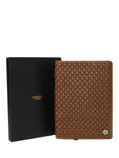 OSPREY LONDON The Woven Leather Notebook, Medium, Tan