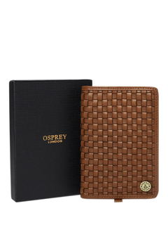 OSPREY LONDON The Woven Leather Notebook, Small, Tan