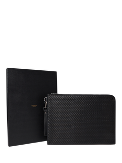 OSPREY LONDON The Woven Leather Folio, Large, Black