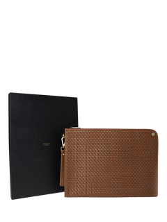 OSPREY LONDON The Woven Leather Folio, Large, Tan