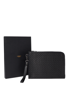 OSPREY LONDON The Woven Leather Folio, Small, Black