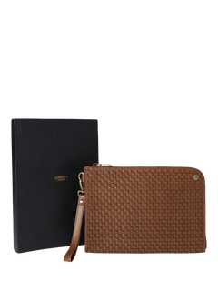 OSPREY LONDON The Woven Leather Folio, Small, Tan