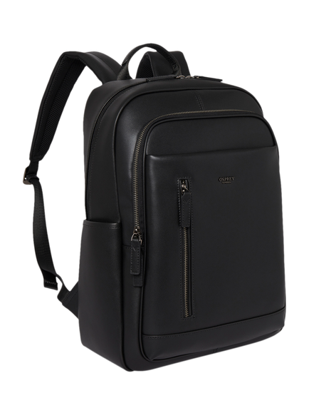 OSPREY LONDON The Hudson Leather Backpack, Black - view 2, Black
