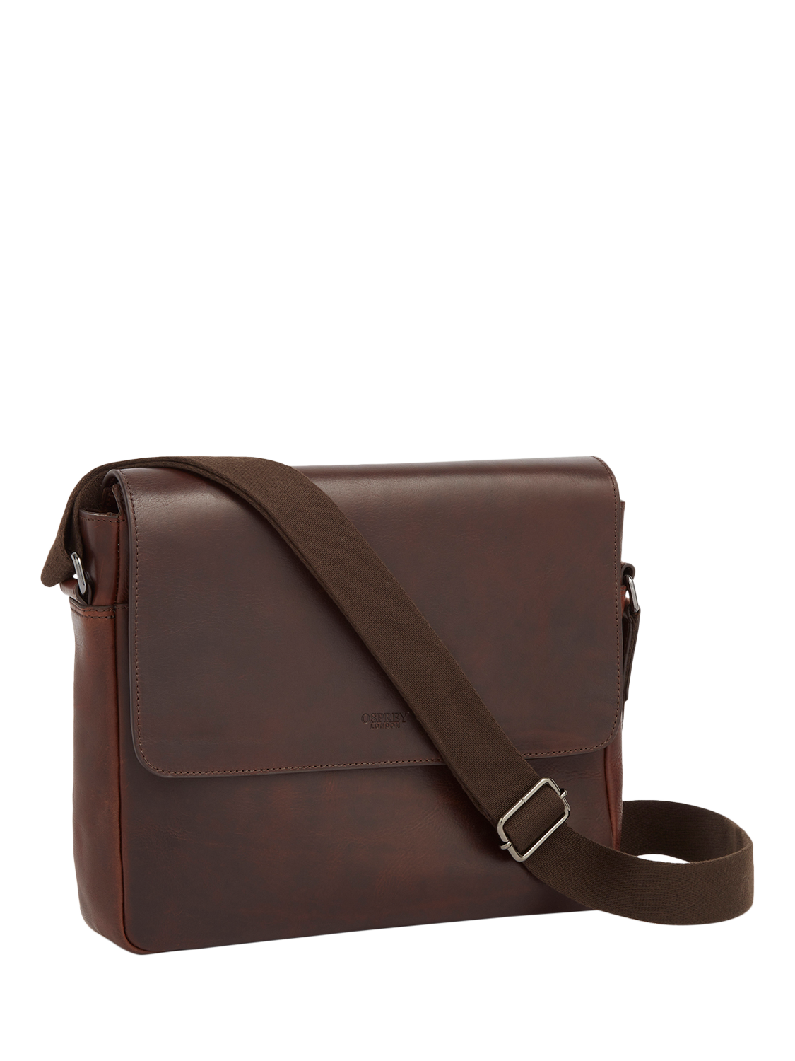 Product image 2 of 5, which shows OSPREY LONDON The Carter Leather Messenger Bag, Large, Chestnut
