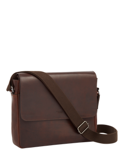 OSPREY LONDON The Carter Leather Messenger Bag, Large - view 2, Chestnut