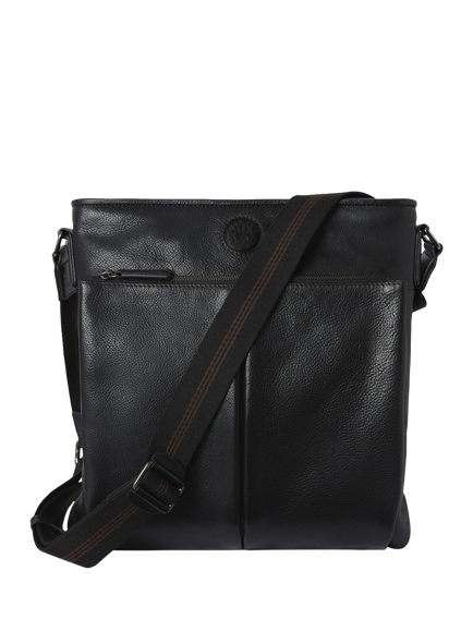 OSPREY LONDON The Compass Leather Crossbody Bag, Black