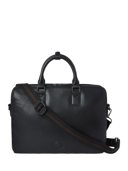 OSPREY LONDON Compass Leather Laptop Bag, Black