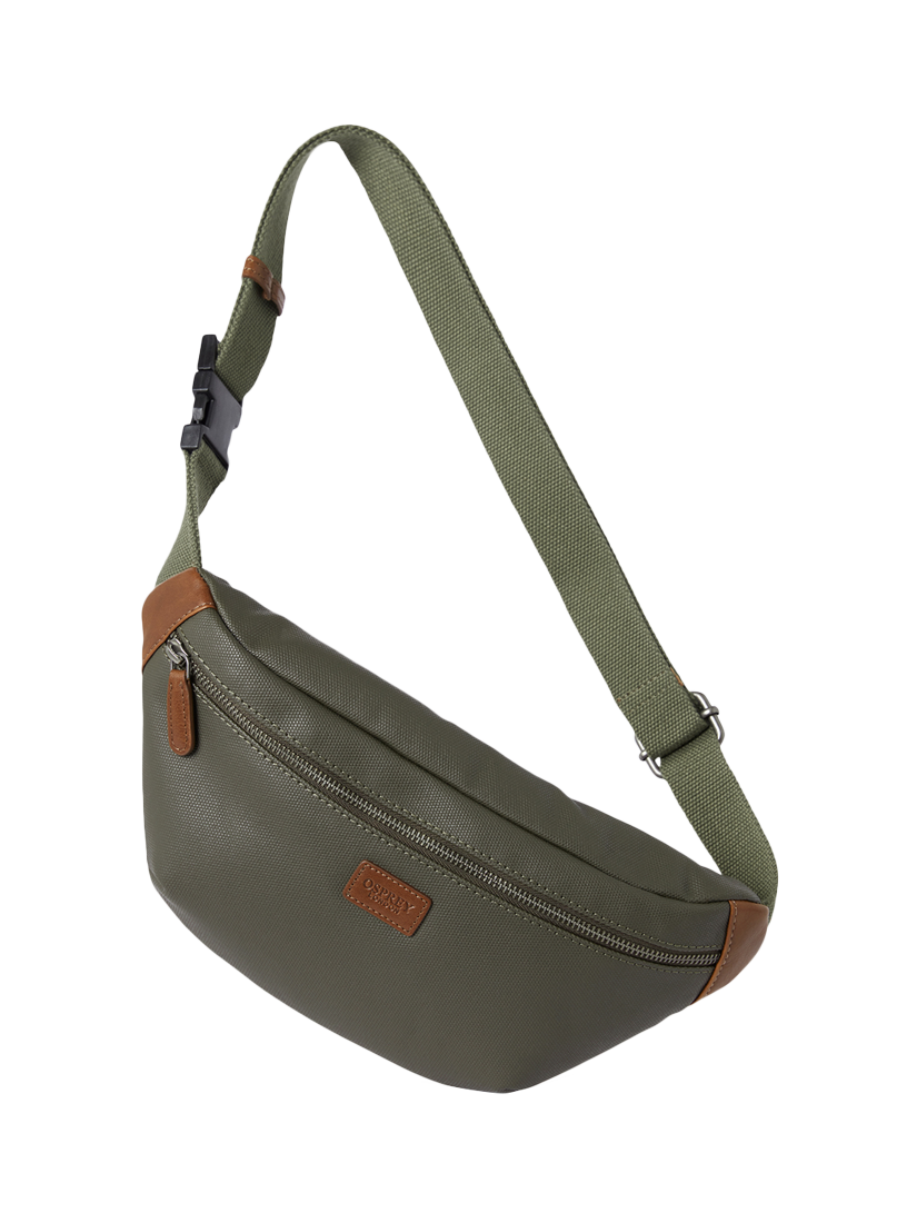 Product image 1 of 5, which shows OSPREY LONDON The Grantham Waxed Canvas Bum Bag, Khaki