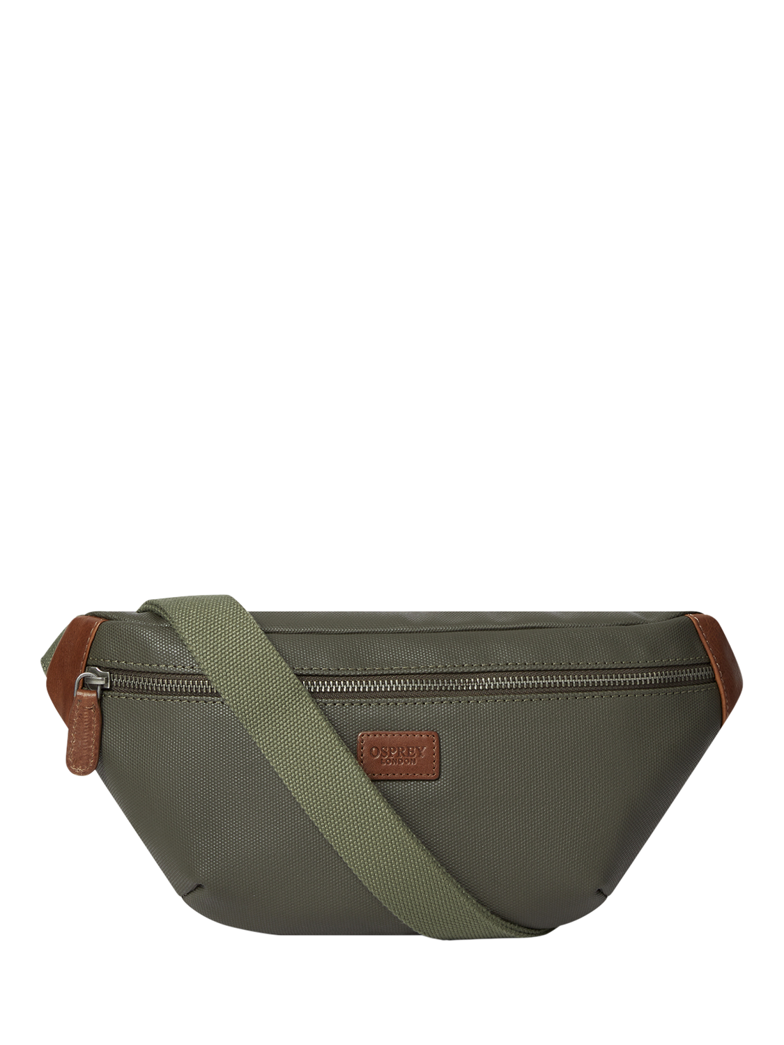 Product image 2 of 5, which shows OSPREY LONDON The Grantham Waxed Canvas Bum Bag, Khaki