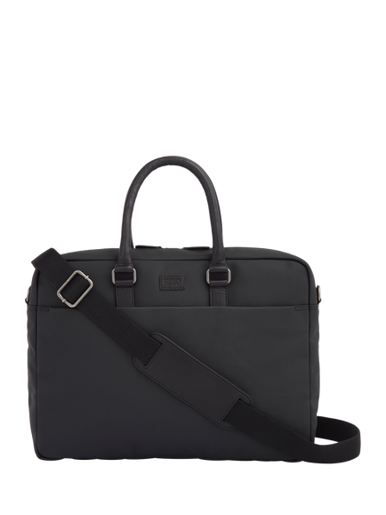 OSPREY LONDON The Grantham Waxed Canvas and Leather Laptop Bag, Black