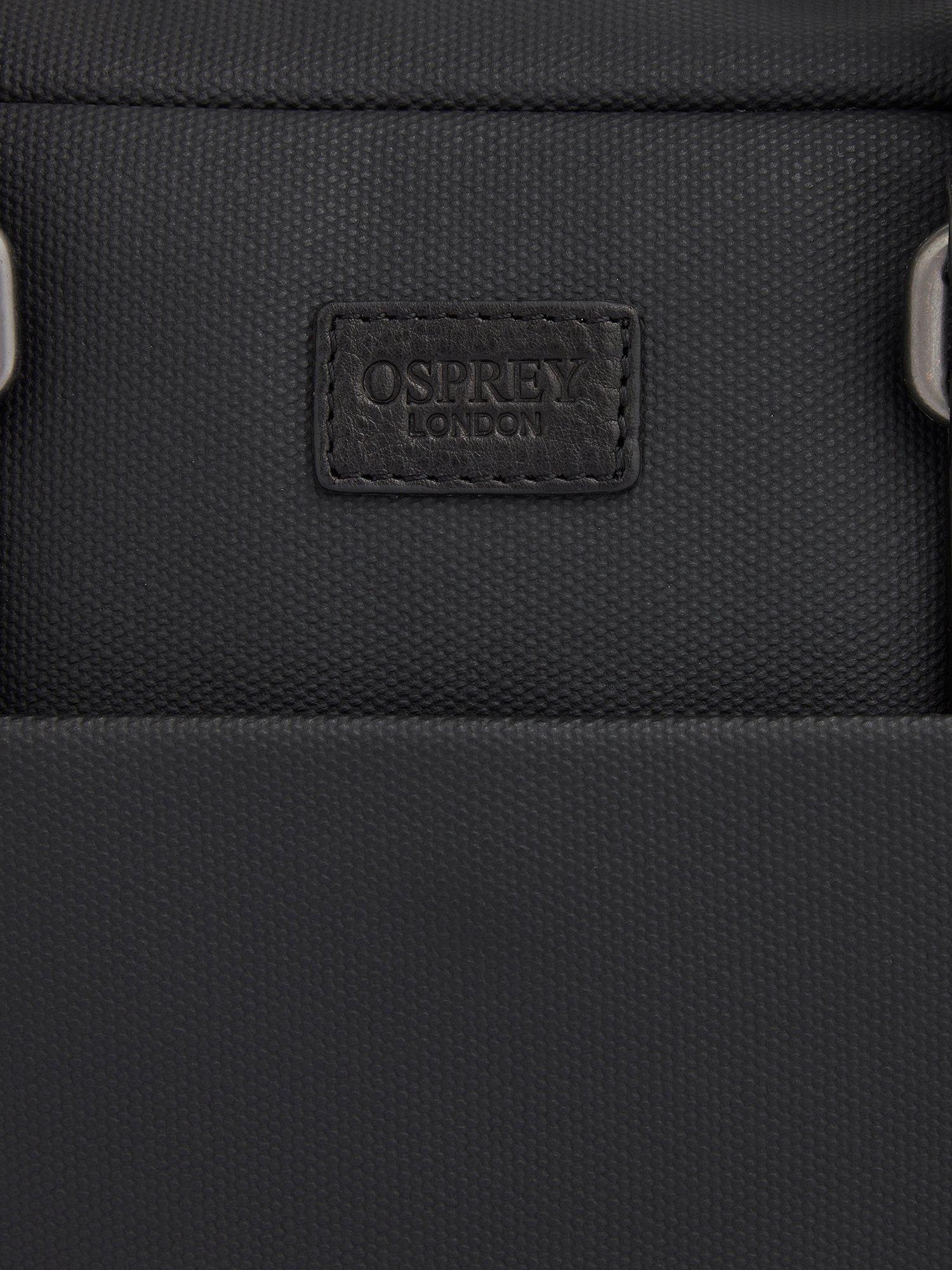 Product image 6 of 6, which shows OSPREY LONDON The Grantham Waxed Canvas and Leather Laptop Bag, Black