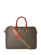 OSPREY LONDON The Grantham Waxed Canvas and Leather Laptop Bag, Khaki