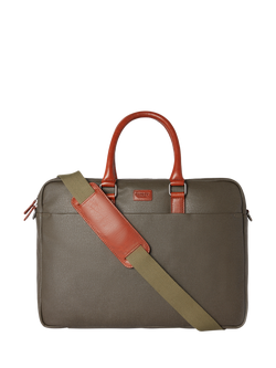 OSPREY LONDON The Grantham Waxed Canvas and Leather Laptop Bag, Khaki