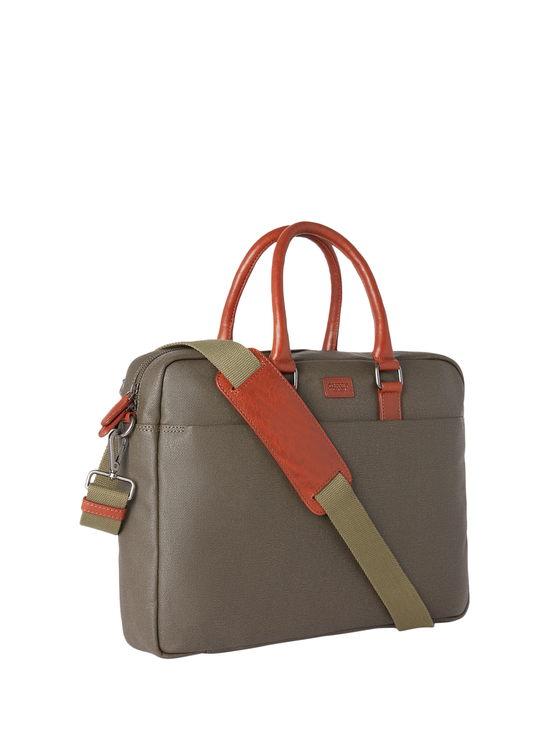 OSPREY LONDON The Grantham Waxed Canvas and Leather Laptop Bag Khaki