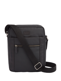 OSPREY LONDON The Grantham Waxed Canvas and Leather Messenger Bag, Small, Black