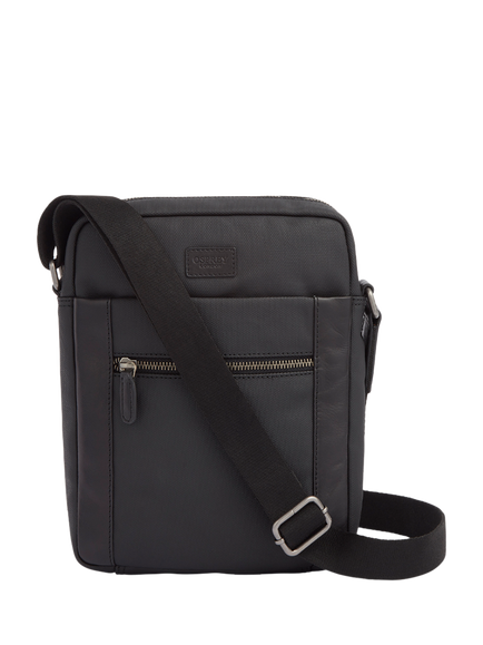 OSPREY LONDON The Grantham Waxed Canvas and Leather Messenger Bag, Small, Black