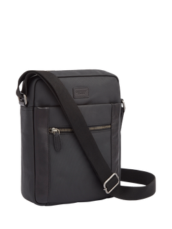 OSPREY LONDON The Grantham Waxed Canvas and Leather Messenger Bag, Small - view 2, Black