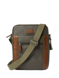 OSPREY LONDON The Grantham Waxed Canvas and Leather Messenger Bag, Small, Khaki
