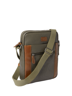 OSPREY LONDON The Grantham Waxed Canvas and Leather Messenger Bag, Small - view 2, Khaki