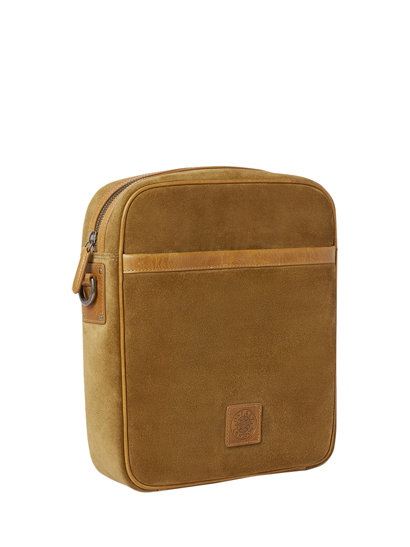 Product image 2 of 6, which shows OSPREY LONDON The Heritage Suede Messenger Bag, Tan
