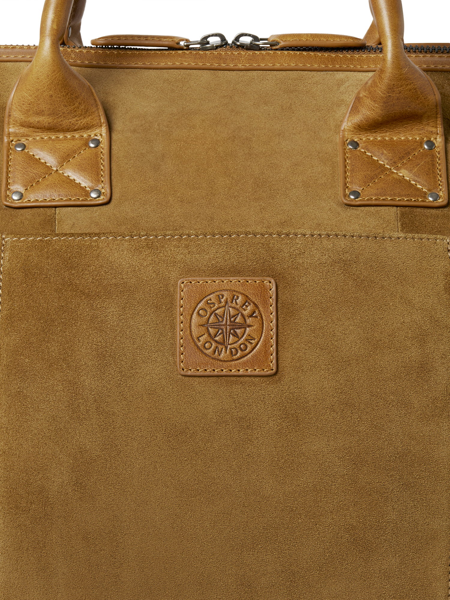 Product image 6 of 6, which shows OSPREY LONDON The Heritage Suede Overnight Bag, Tan