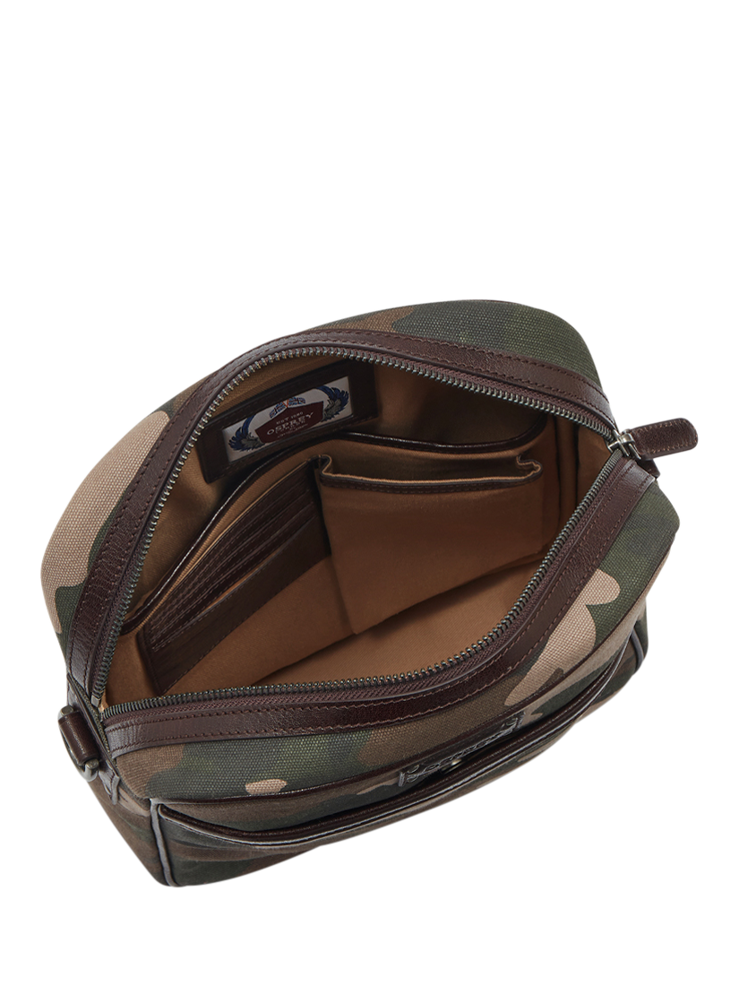 Product image 3 of 5, which shows OSPREY LONDON The Maverick Canvas and Leather Messenger Bag, Small, Camo