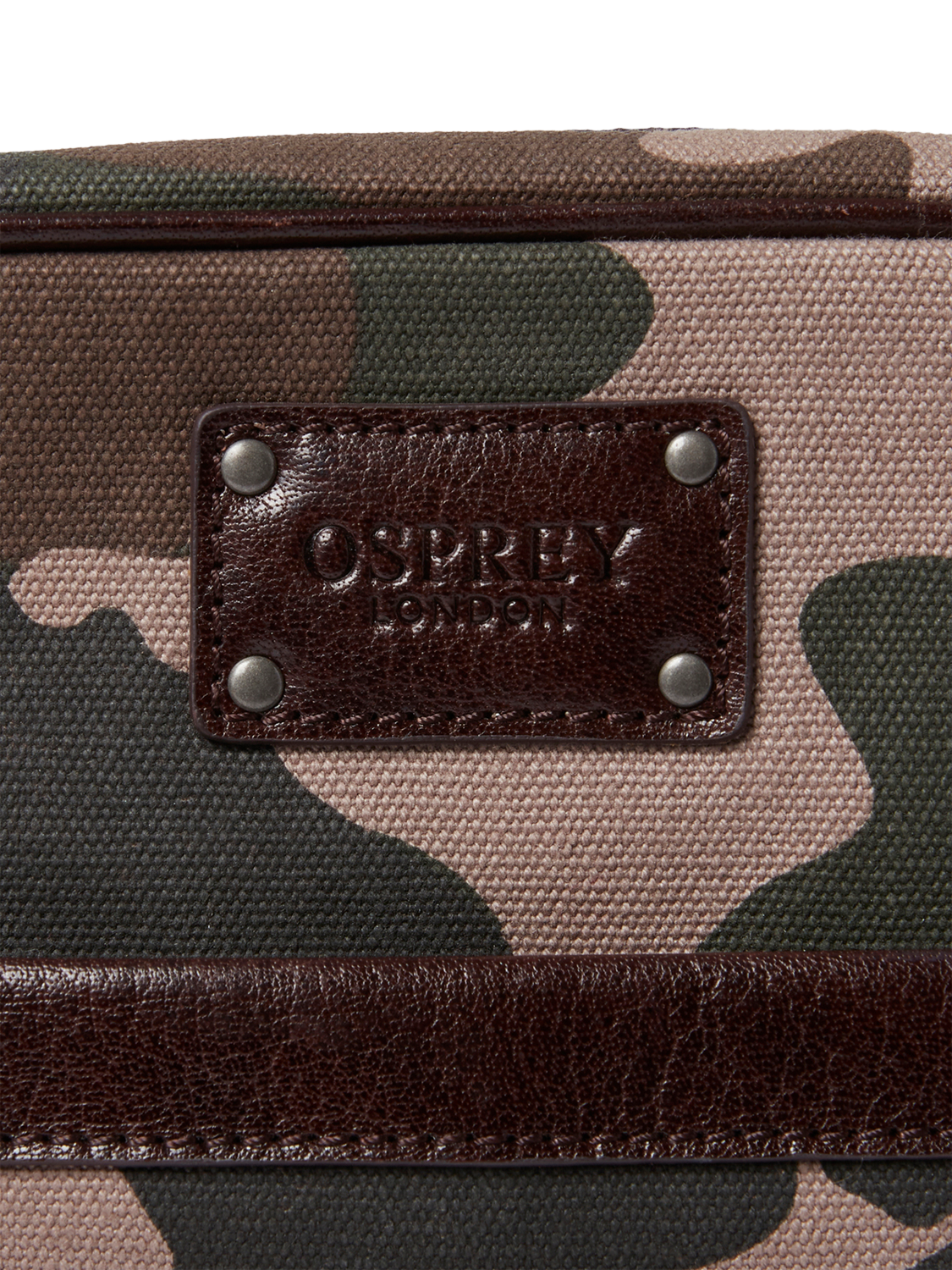 Product image 5 of 5, which shows OSPREY LONDON The Maverick Canvas and Leather Messenger Bag, Small, Camo