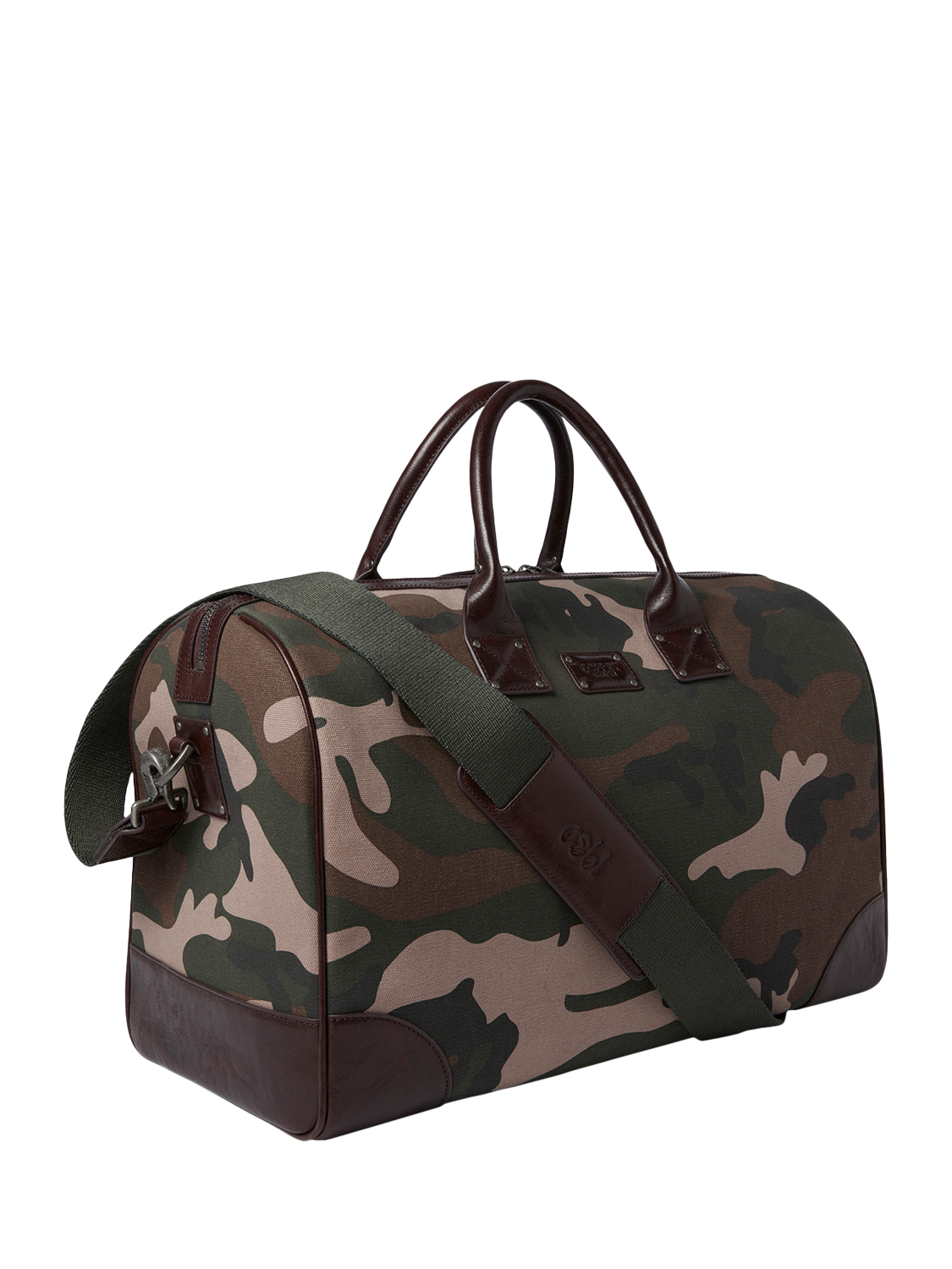 Product image 3 of 7, which shows OSPREY LONDON The Maverick Canvas and Leather Stowaway Bag, Camo