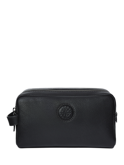 OSPREY LONDON The Compass Leather Washbag, Black