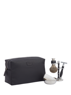 OSPREY LONDON The Grantham Waxed Canvas and Leather Washbag, Black