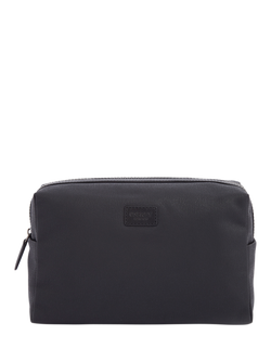 OSPREY LONDON The Grantham Waxed Canvas and Leather Washbag - view 2, Black