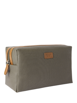 OSPREY LONDON The Grantham Waxed Canvas and Leather Washbag - view 2, Khaki